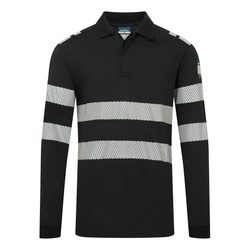 FR733 - Koszulka trudnopalna Polo z długim rękawem PW3 Modaflame Knit - Czarny