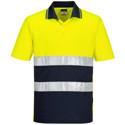 S175 - Lekka, ostrzegawcza koszulka Polo S/S  - Żółty/Granatowy