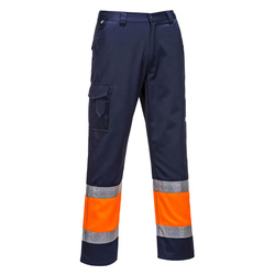 L049 - Lekkie spodnie serwisowe Hi-Vis Klasy 1 - Pomarańczowy/Granat